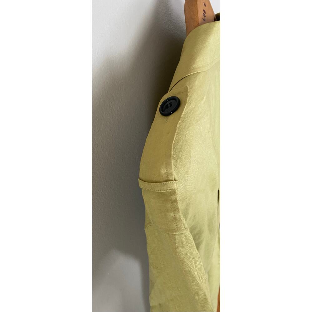 Vintage Blass Dress by Bill Blass Green Structured Linen Sheath Dress sz 8 - Picture 2 of 5